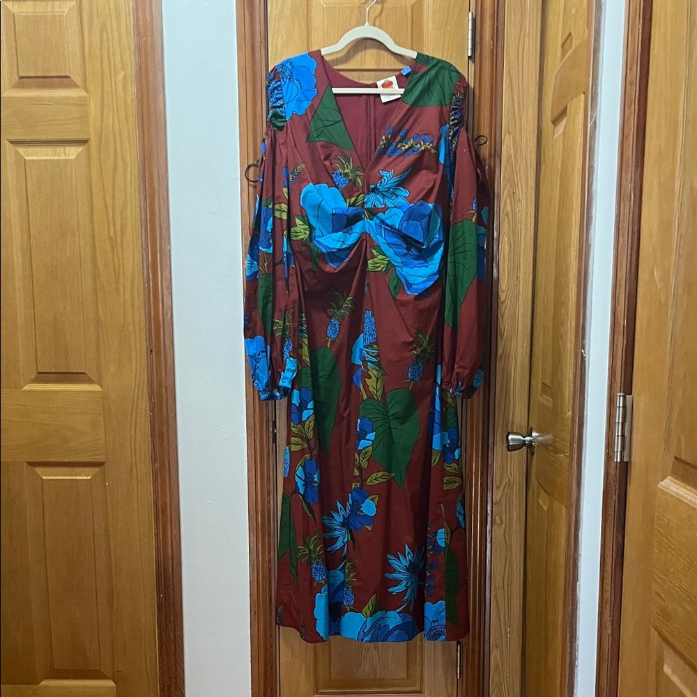 Anthropologie Long Sleeve Dress in Blue and Brown